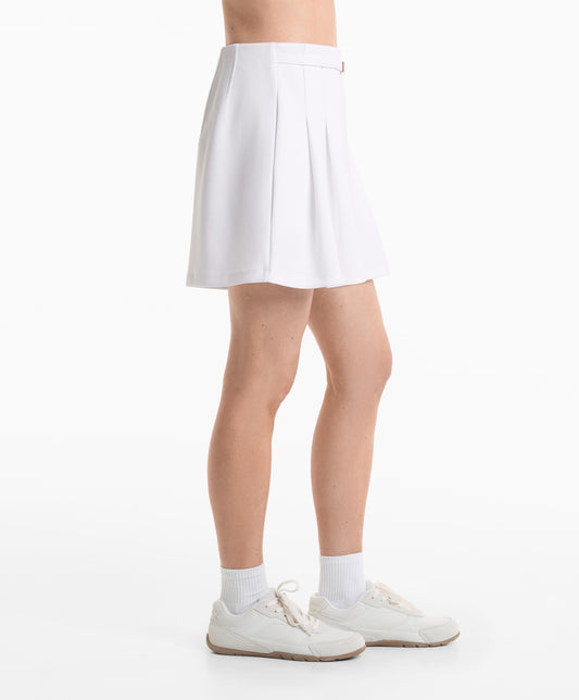 Cotton-blend pique Bermuda shorts with buckle