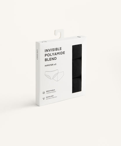 3-pack invisible polyamide blend hipster briefs