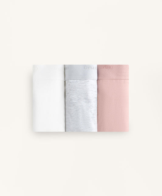 3 cotton blend logo thongs