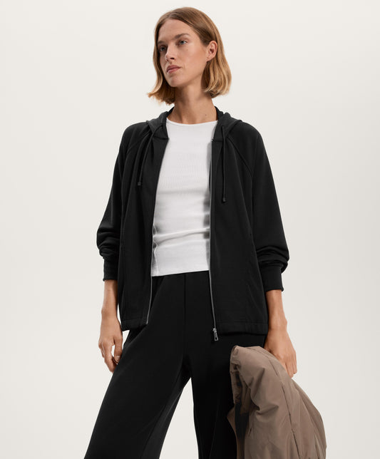 Boxy hooded jacket with soft-feel modal