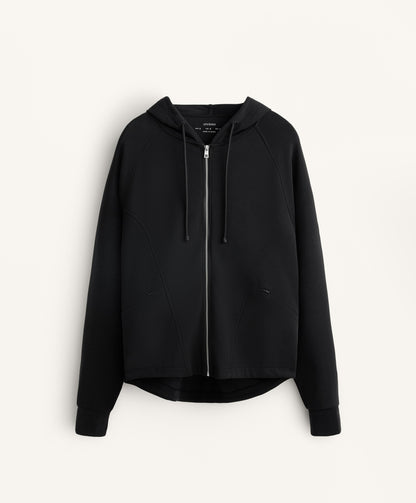 Boxy hooded jacket with soft-feel modal