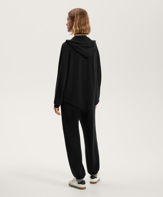 Boxy hooded jacket with soft-feel modal