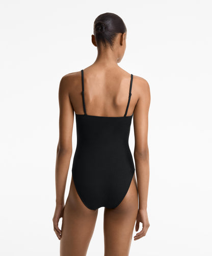 Piqu¨¦ V-neck swimsuit