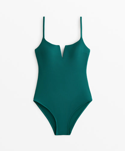 Piqu¨¦ V-neck swimsuit