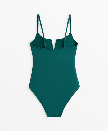 Piqu¨¦ V-neck swimsuit