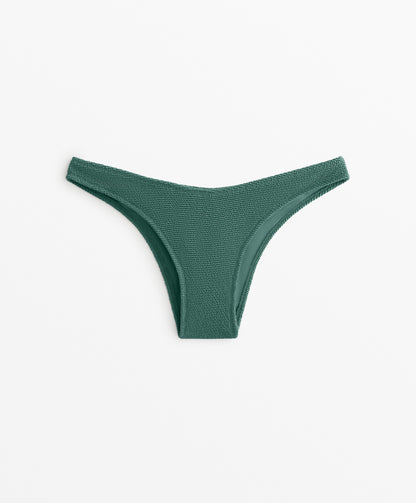 U-Cut Crinkle Mid-Rise Bikini Bottoms