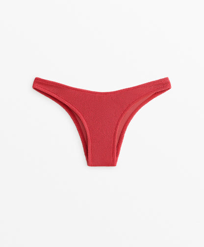 U-Cut Crinkle Mid-Rise Bikini Bottoms