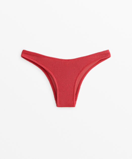 U-Cut Crinkle Mid-Rise Bikini Bottoms