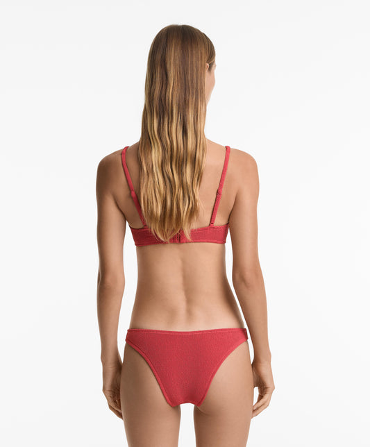 U-Cut Crinkle Mid-Rise Bikini Bottoms