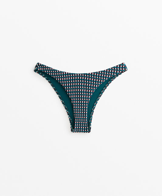 Tricolour U-cut jacquard medium bikini bottoms