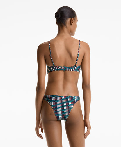 Tricolour U-cut jacquard medium bikini bottoms