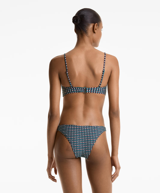 Tricolour U-cut jacquard medium bikini bottoms