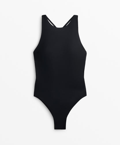 Crossover strap halterneck swimsuit