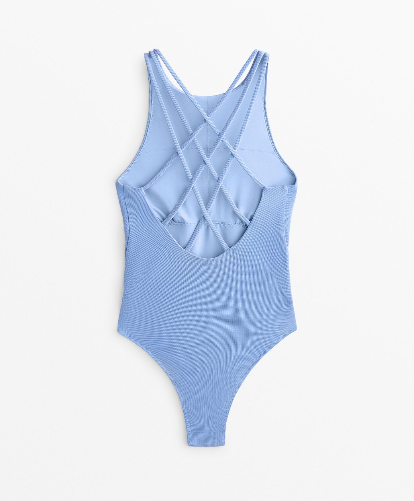 Crossover strap piqu¨¦ halterneck swimsuit