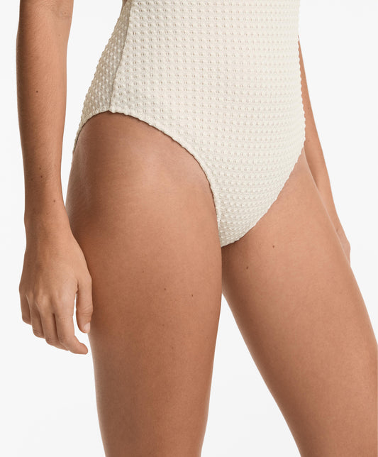 Bubble-texture crochet halterneck swimsuit