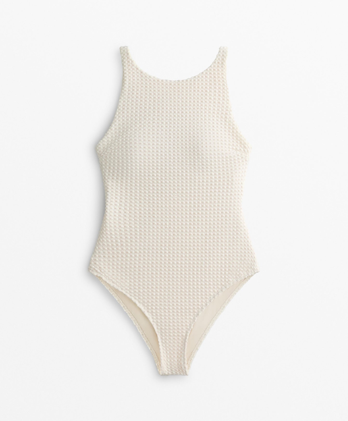 Bubble-texture crochet halterneck swimsuit
