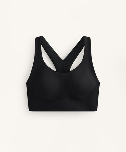 Compressive medium-support bra with cups