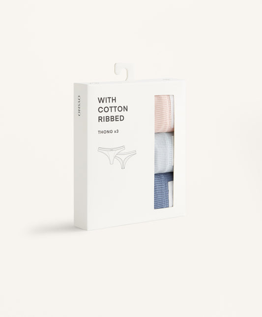 3-pack rib logo thongs