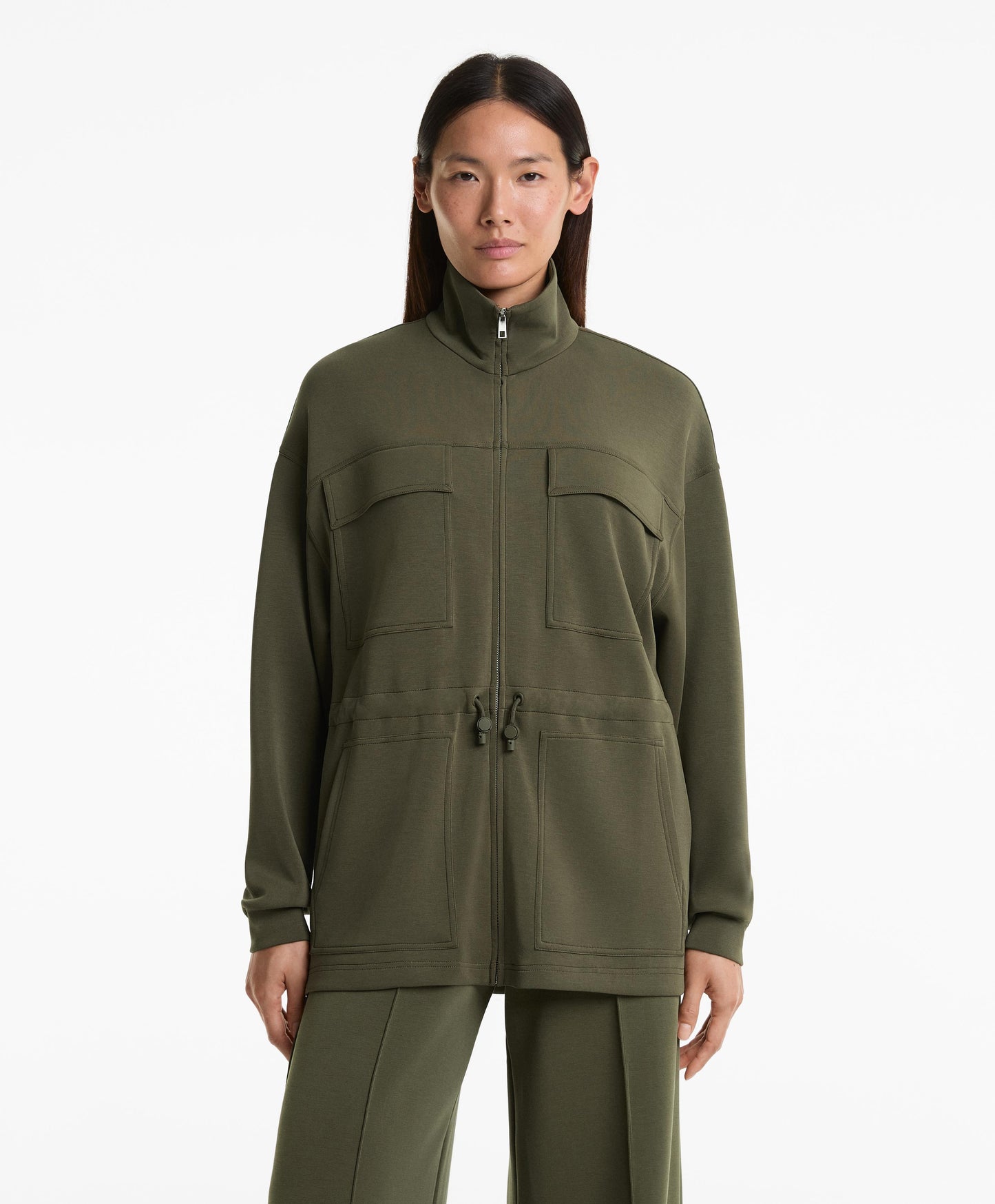 Long pockets jacket with soft touch modal