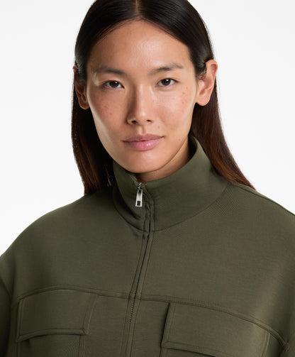 Long pockets jacket with soft touch modal