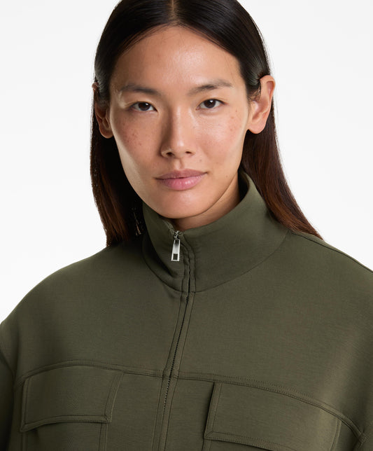 Long pockets jacket with soft touch modal