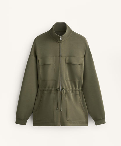 Long pockets jacket with soft touch modal