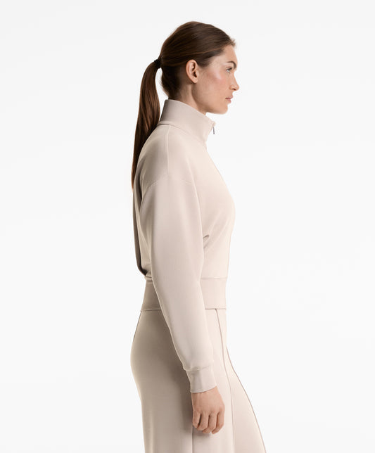 Soft-touch high neck jacket with modal