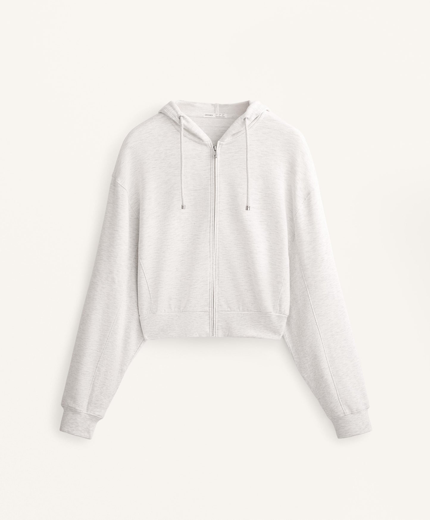 Crop hooded jacket with rib detail in cotton and modal