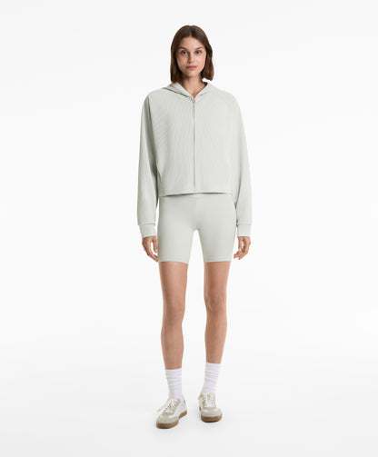 29% modal rib hooded jacket