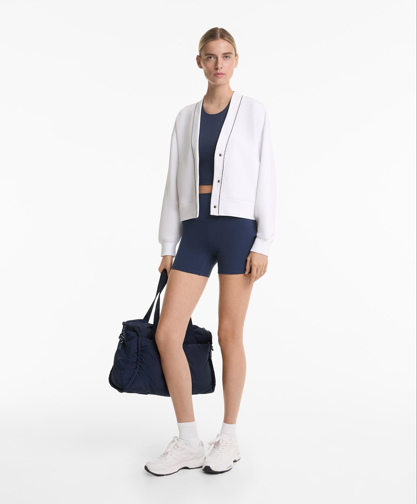 Cotton blend heavy weight piqu¨¦ cardigan
