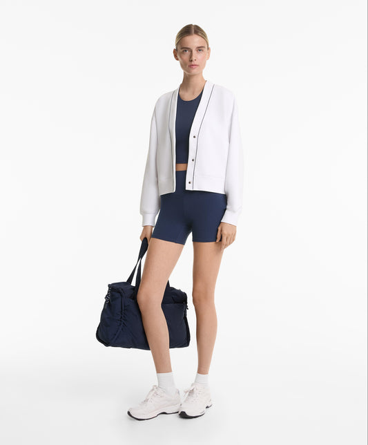 Cotton blend heavy weight piqu¨¦ cardigan