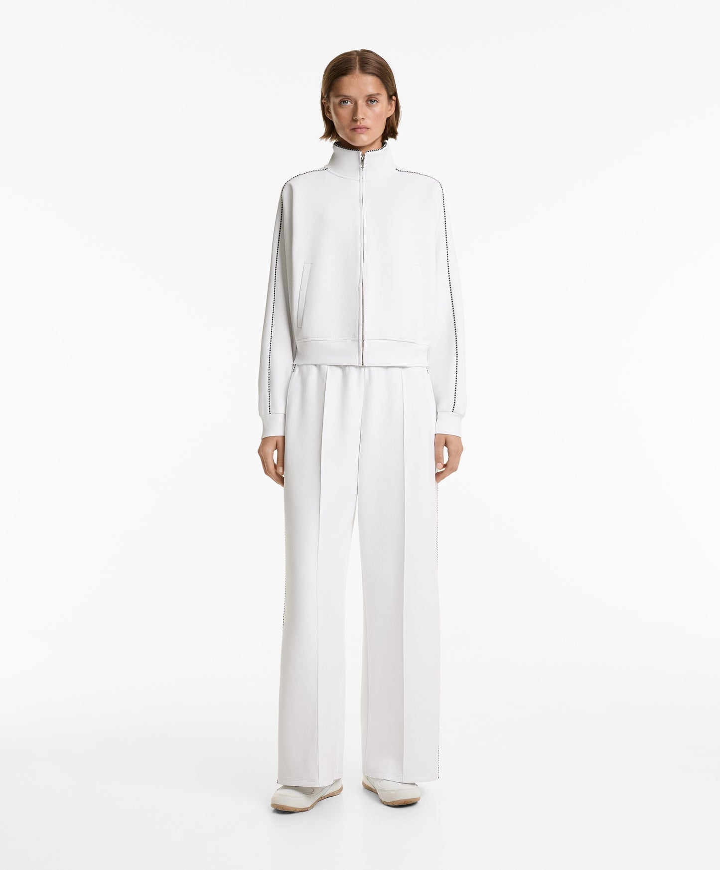 Cotton medium weight piqu¨¦ piping jacket