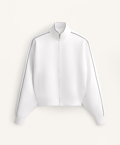 Cotton medium weight piqu¨¦ piping jacket