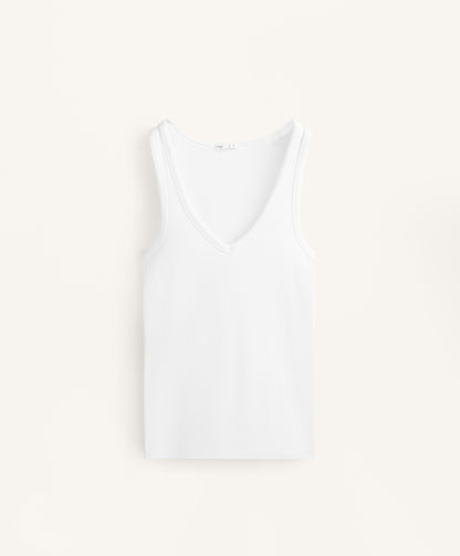Sleeveless V-neck T-shirt with cotton and modal