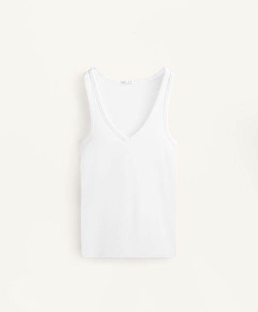 Sleeveless V-neck T-shirt with cotton and modal