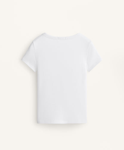 Cotton and modal rib T-shirt with round neck