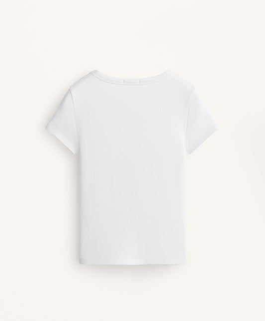 Cotton and modal rib T-shirt with round neck