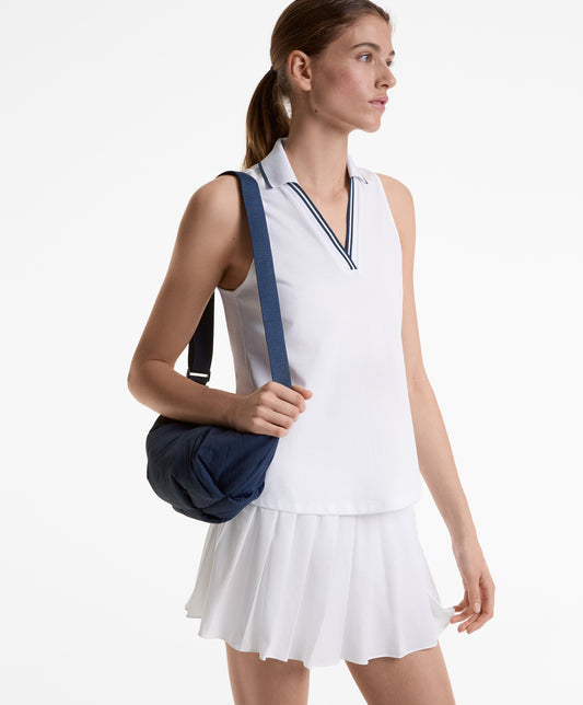 Sleeveless polo shirt with cotton