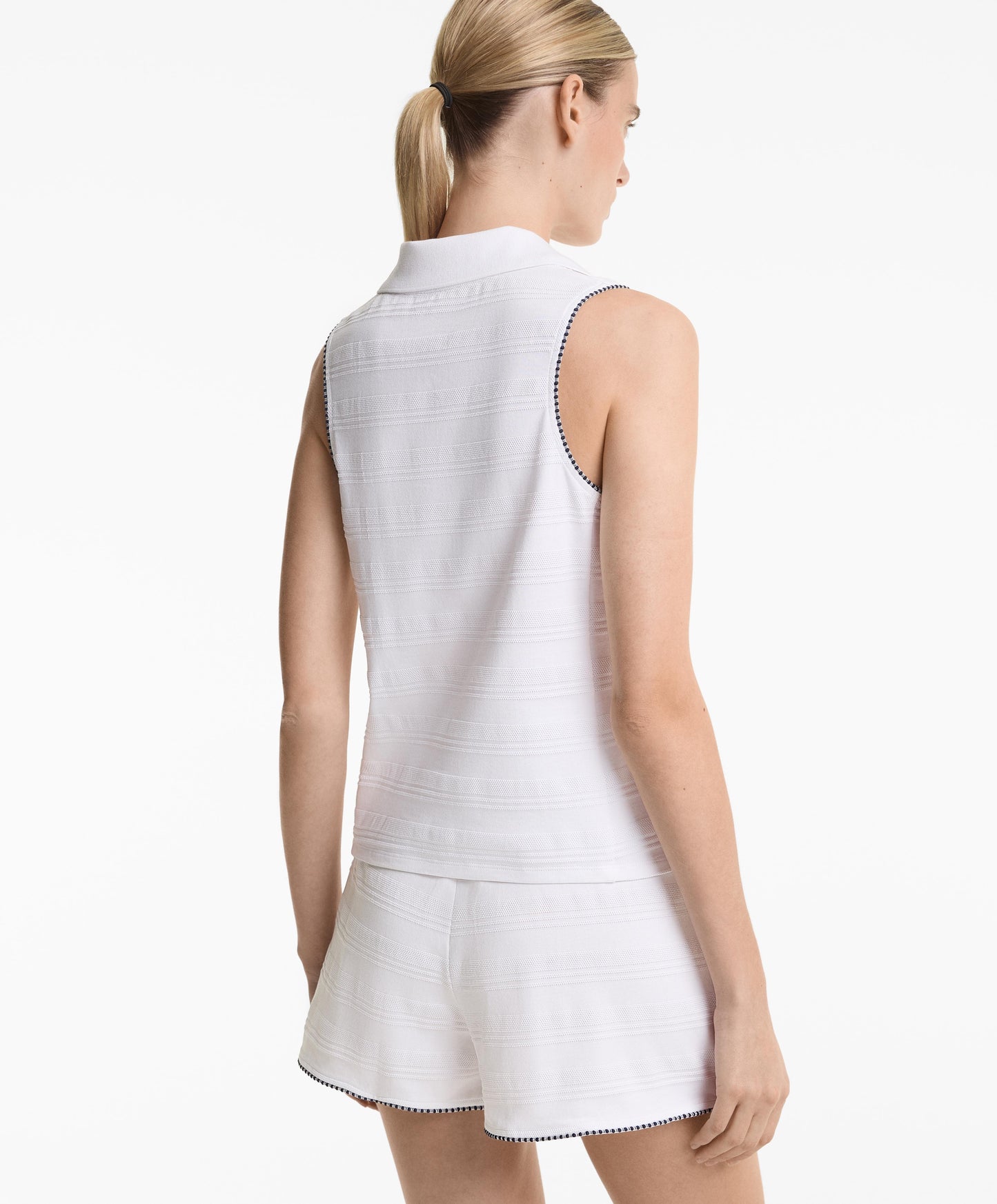 100% cotton sleeveless jacquard polo shirt