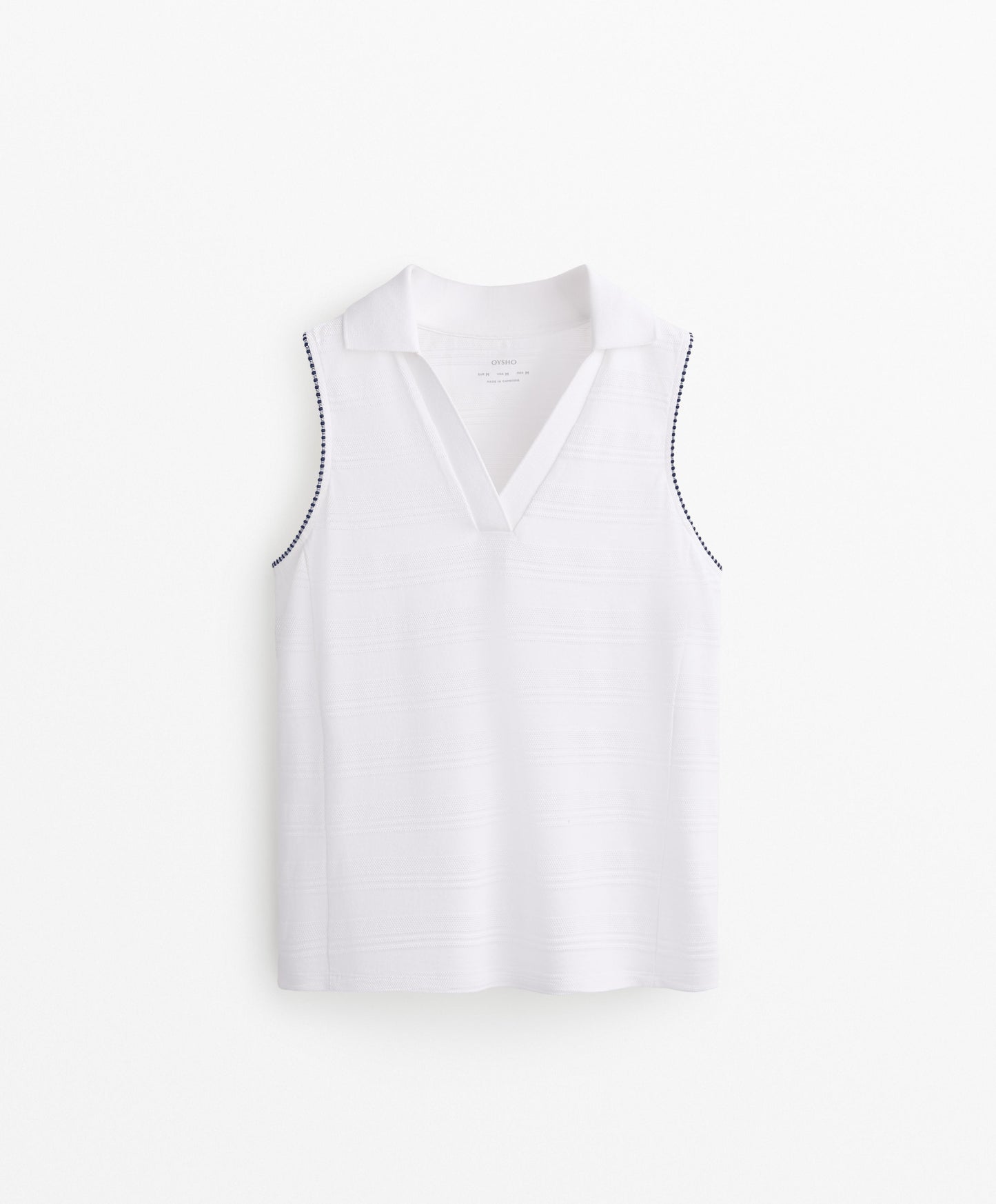 100% cotton sleeveless jacquard polo shirt