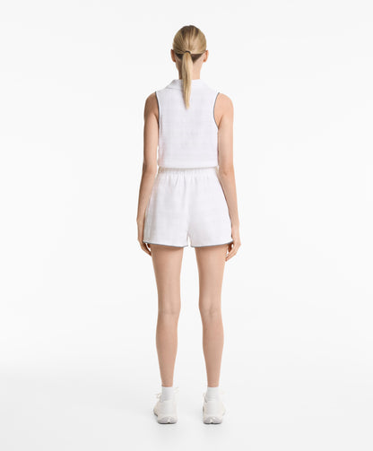 100% cotton sleeveless jacquard polo shirt
