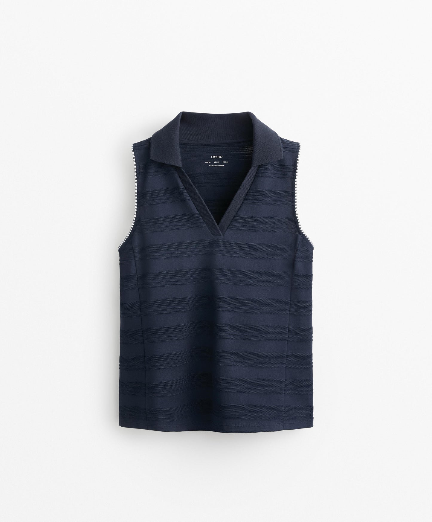 100% cotton sleeveless jacquard polo shirt