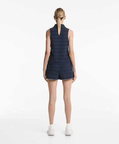 100% cotton sleeveless jacquard polo shirt