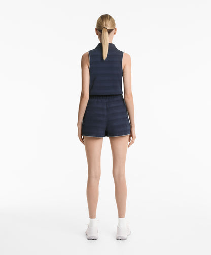 100% cotton sleeveless jacquard polo shirt