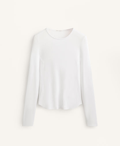 Long sleeve rib T-shirt with cotton and modal