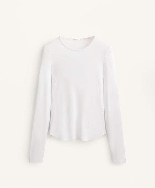 Long sleeve rib T-shirt with cotton and modal