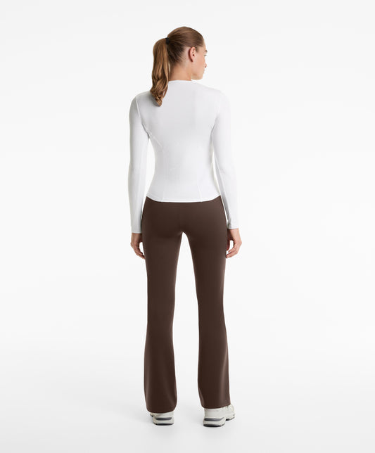 Long sleeve rib T-shirt with cotton and modal