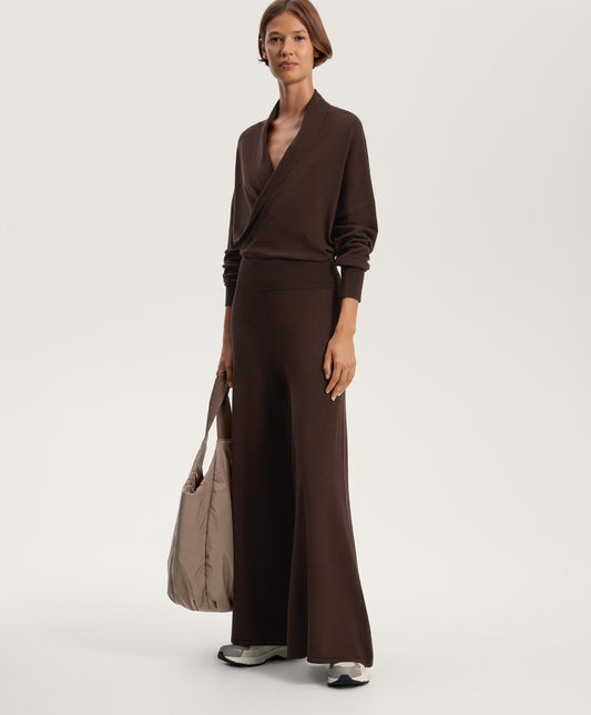 Crossover jumper with fitted waist
