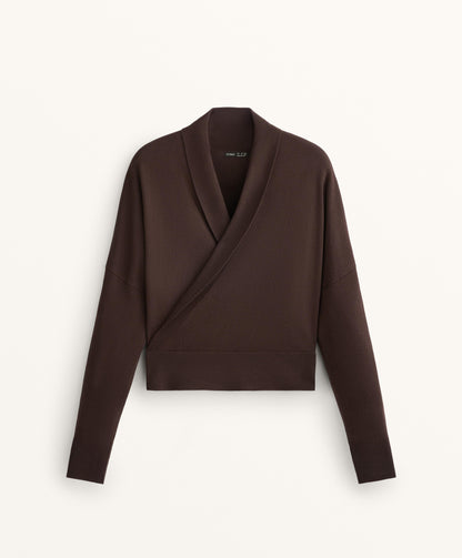 Crossover jumper with fitted waist