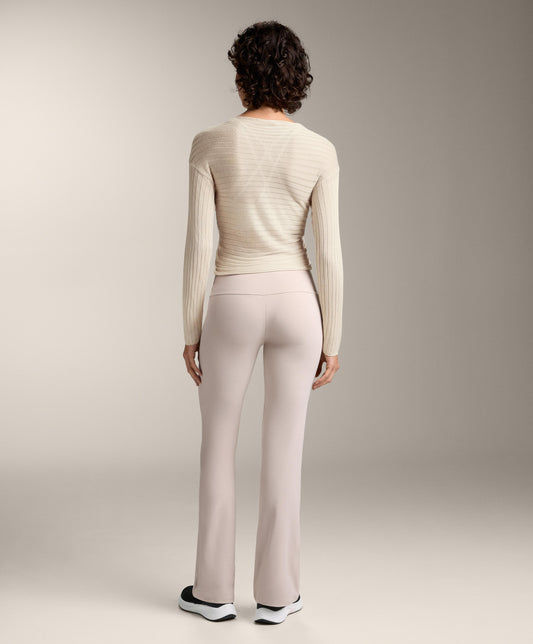Semi-sheer fine knit rib crossover jumper
